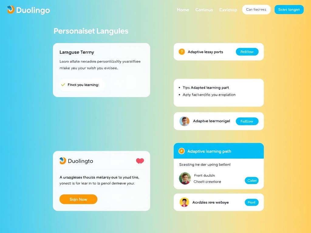 Interfaz de Duolingo mostrando ejercicios personalizados de aprendizaje de idiomas Interfaz de Duolingo mostrando ejercicios personalizados de aprendizaje de idiomas